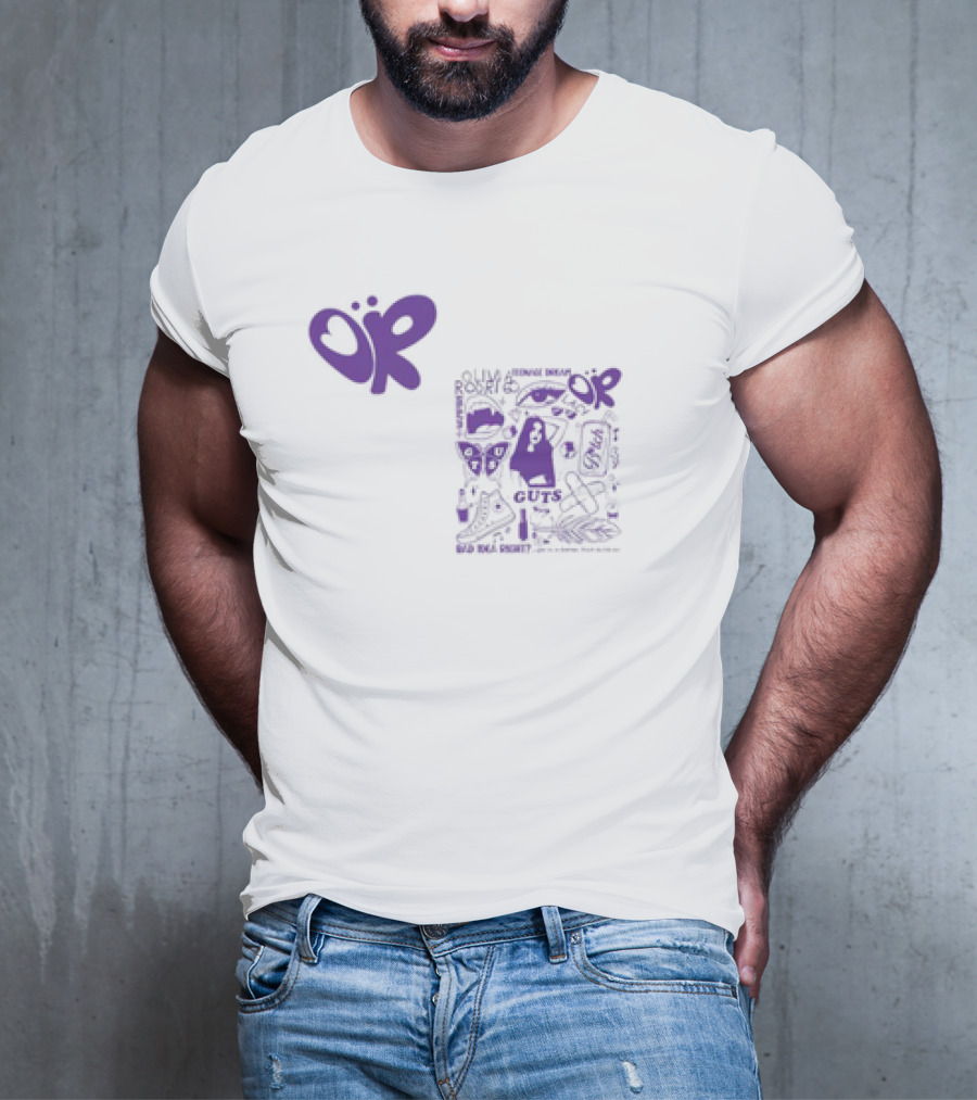 Olivia Rodrigo OR Guts Teenage Dream Sour Real Power Image Bomb Rib Cage Map Butterfly T-Shirt