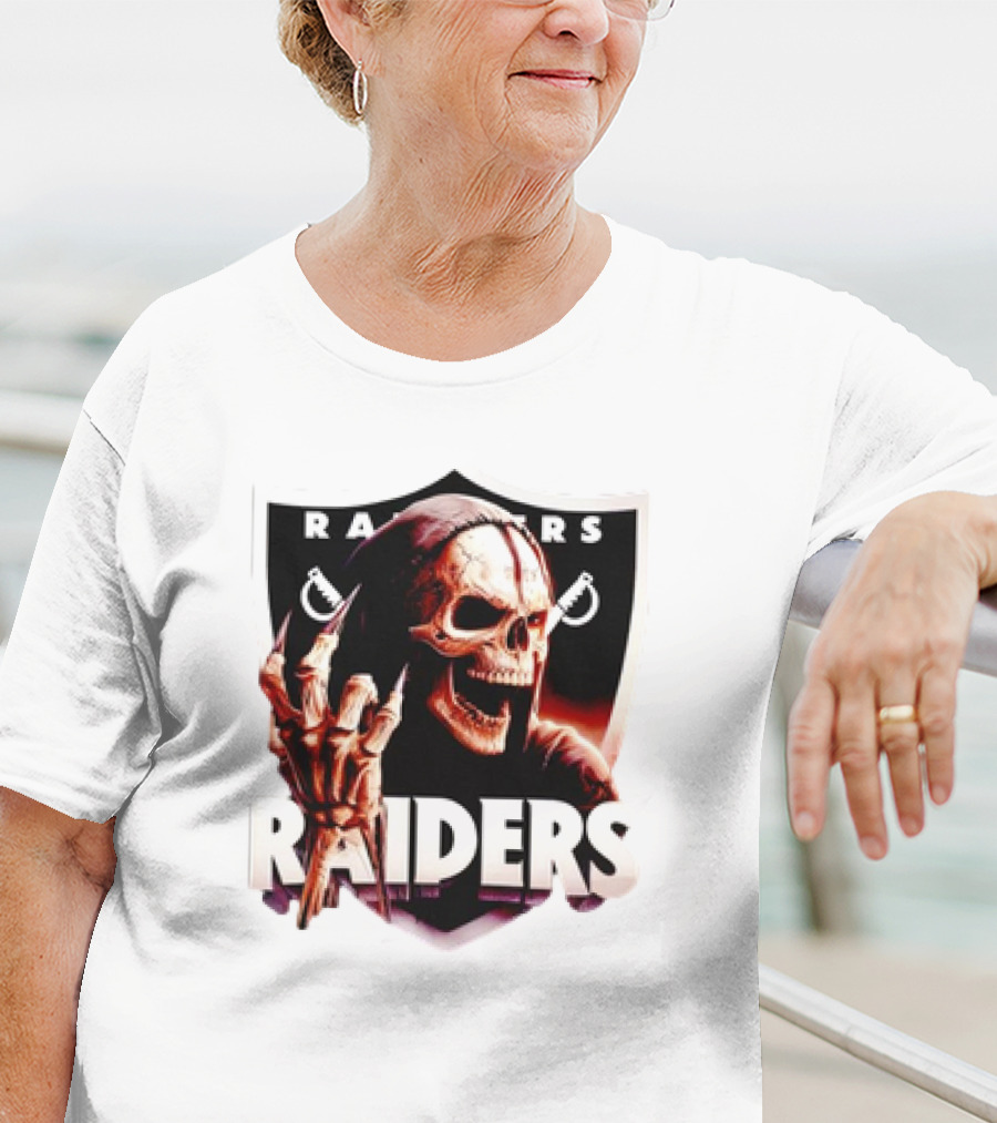 Skeleton Raiders Shield With Crossed Swords T-Shirt