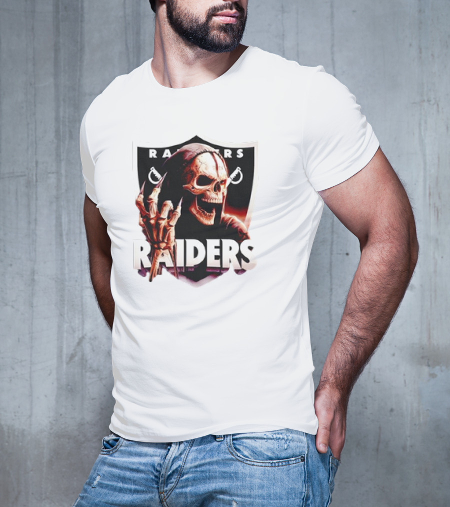 Skeleton Raiders Shield With Crossed Swords T-Shirt