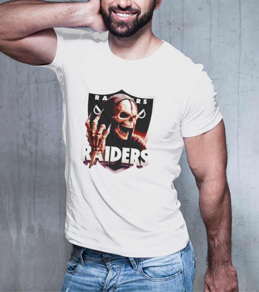 Skeleton Raiders Shield With Crossed Swords T-Shirt