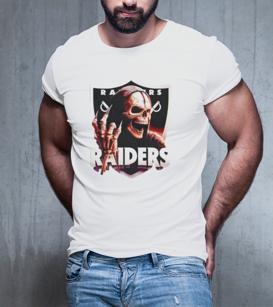Skeleton Raiders Shield With Crossed Swords T-Shirt