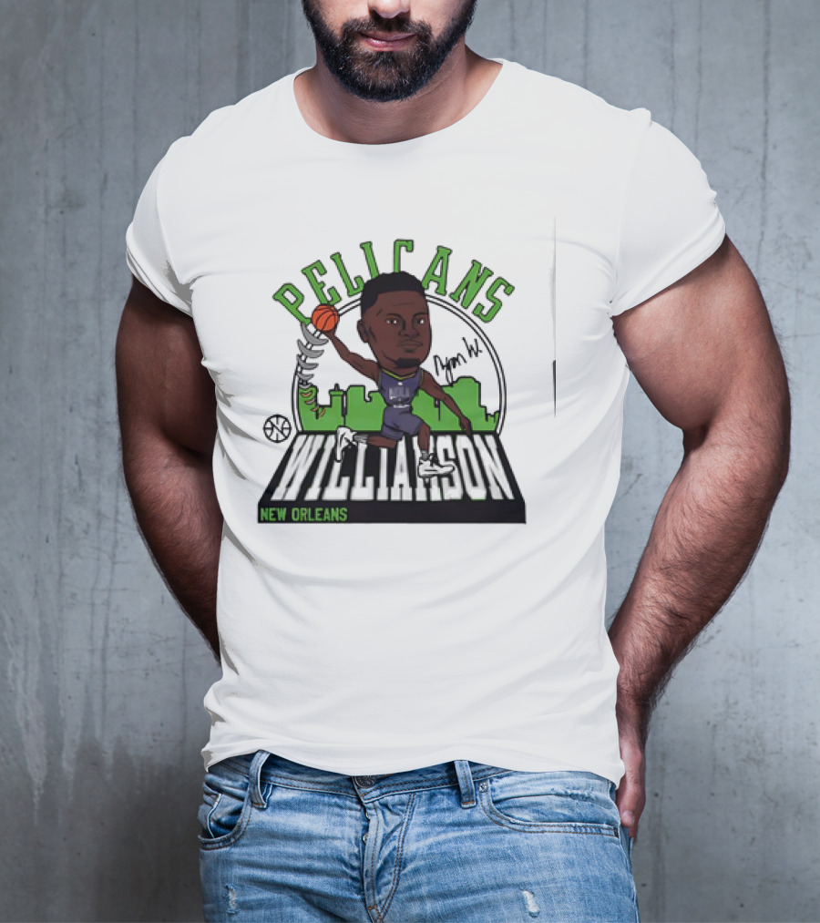 Pelicans New Orleans Zion Williamson Signature Caricature T-Shirt