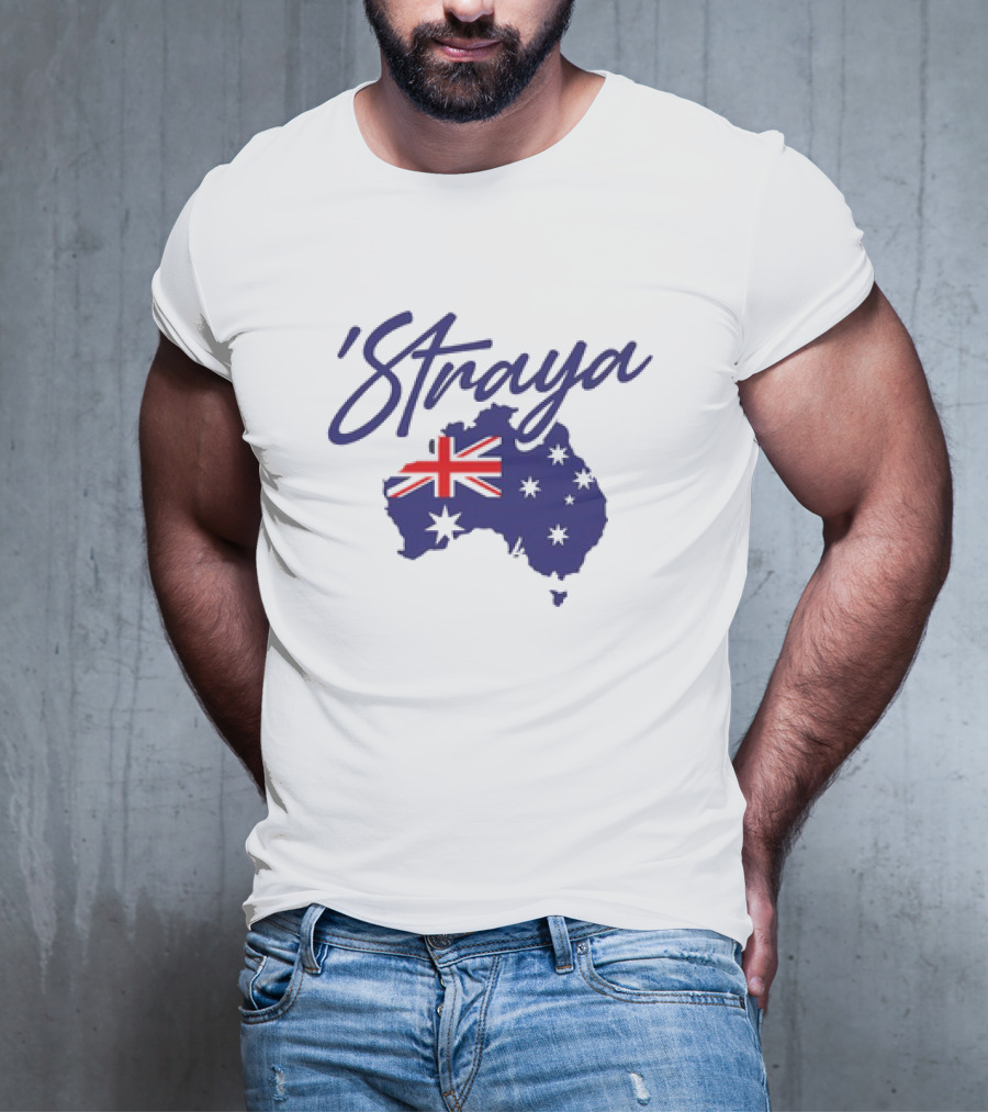 Straya Aussie Map With Australian Flag And Stars T-Shirt