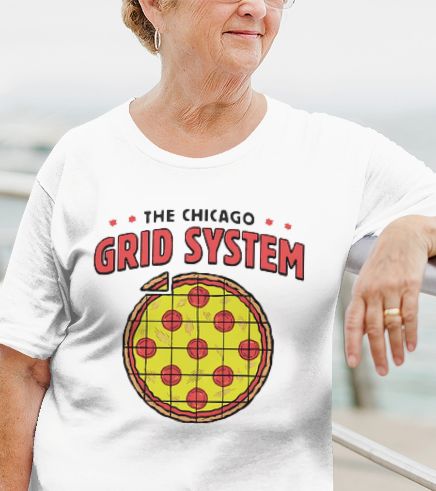 The Chicago Grid System Pizza Slice T-Shirt