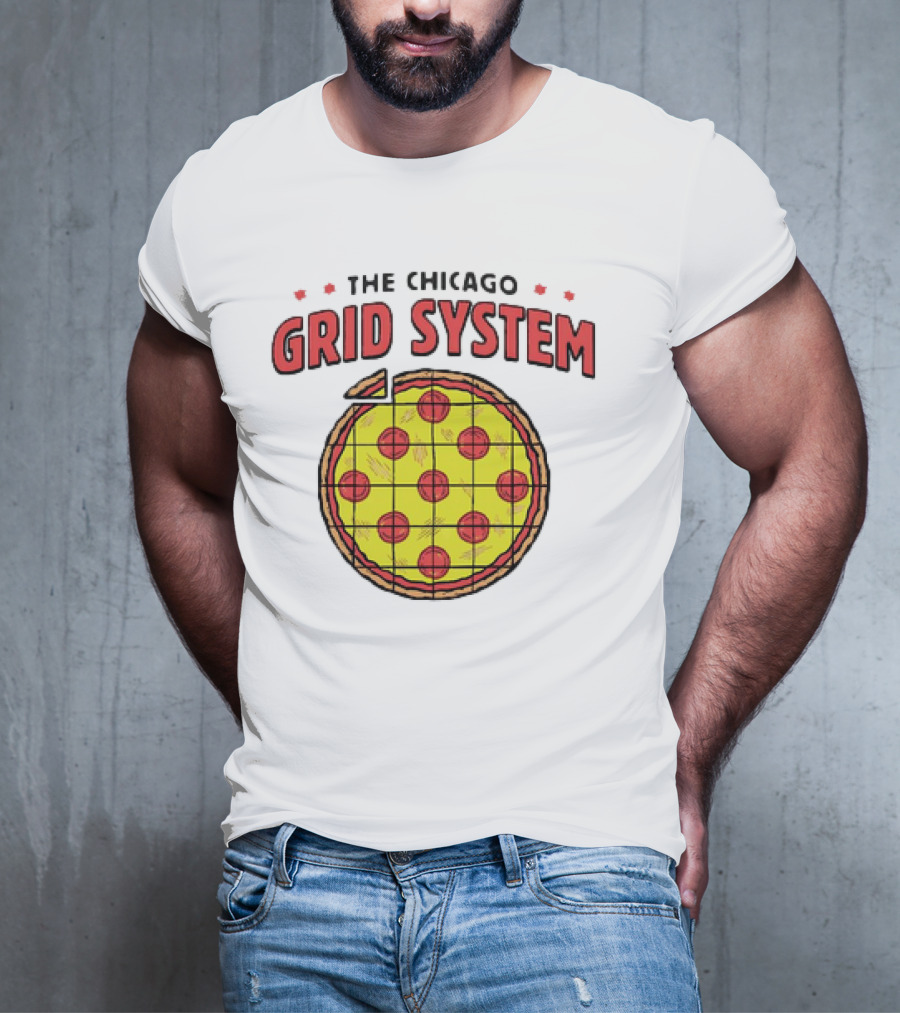 The Chicago Grid System Pizza Slice T-Shirt