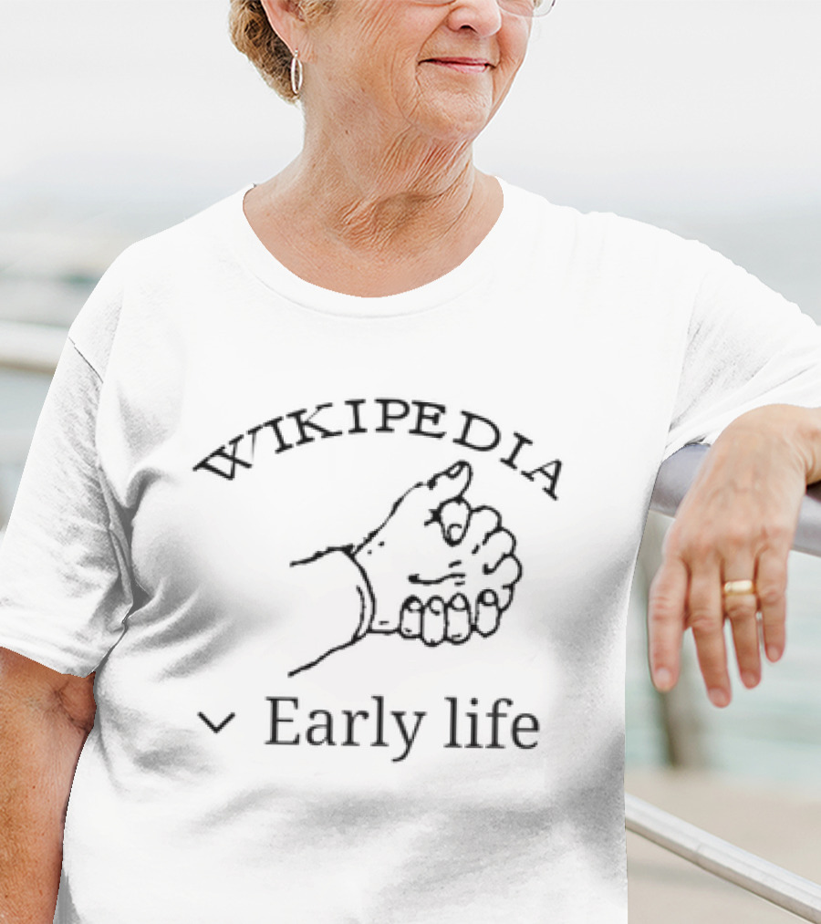 Wikipedia Early Life Open Hand Sign T-Shirt