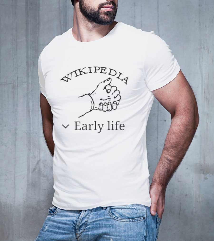 Wikipedia Early Life Open Hand Sign T-Shirt
