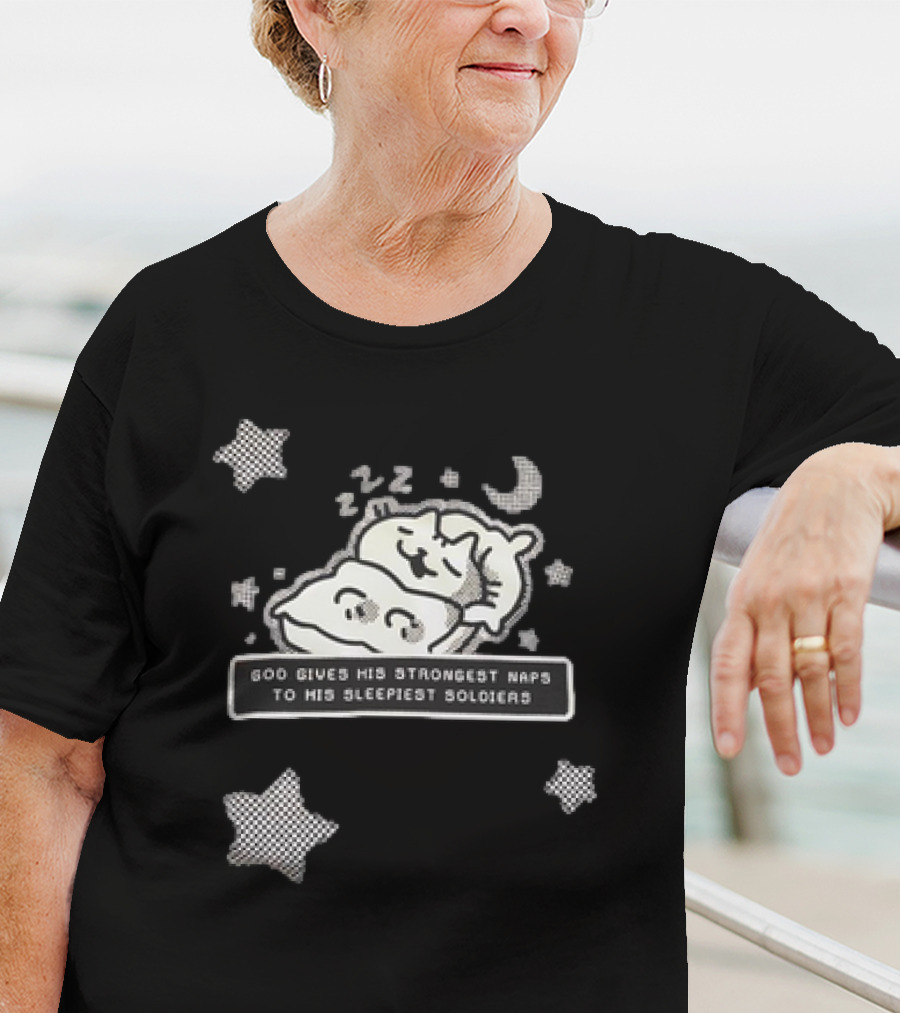 Strongest Naps Sleepiest Soldiers God Pillow Cuddles Moon Stars T-Shirt