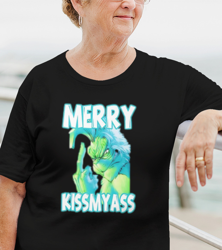 Merry Kiss My Ass Grinch Middle Finger T-Shirt
