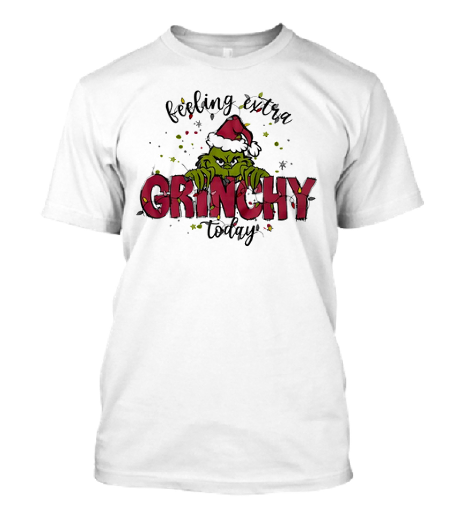 Feeling Extra Grinchy Today Santa Hat Christmas Mood T-Shirt