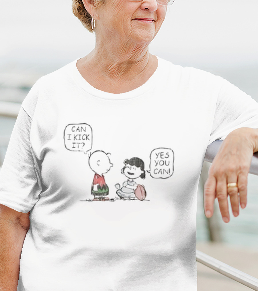 Charlie Brown And Lucy Can I Kick It Yes You Can Football Scene T-Shirt