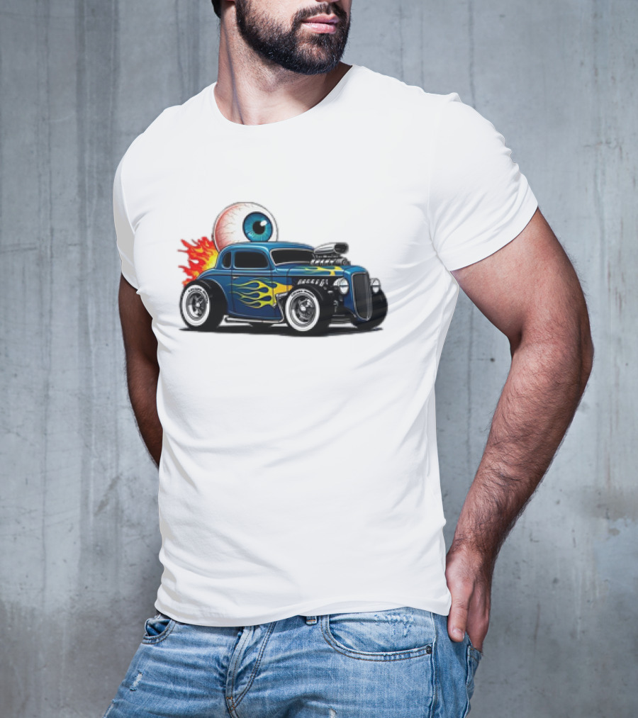 Le Hot Rod D’Eyeba11 Eye-Flame Car T-Shirt