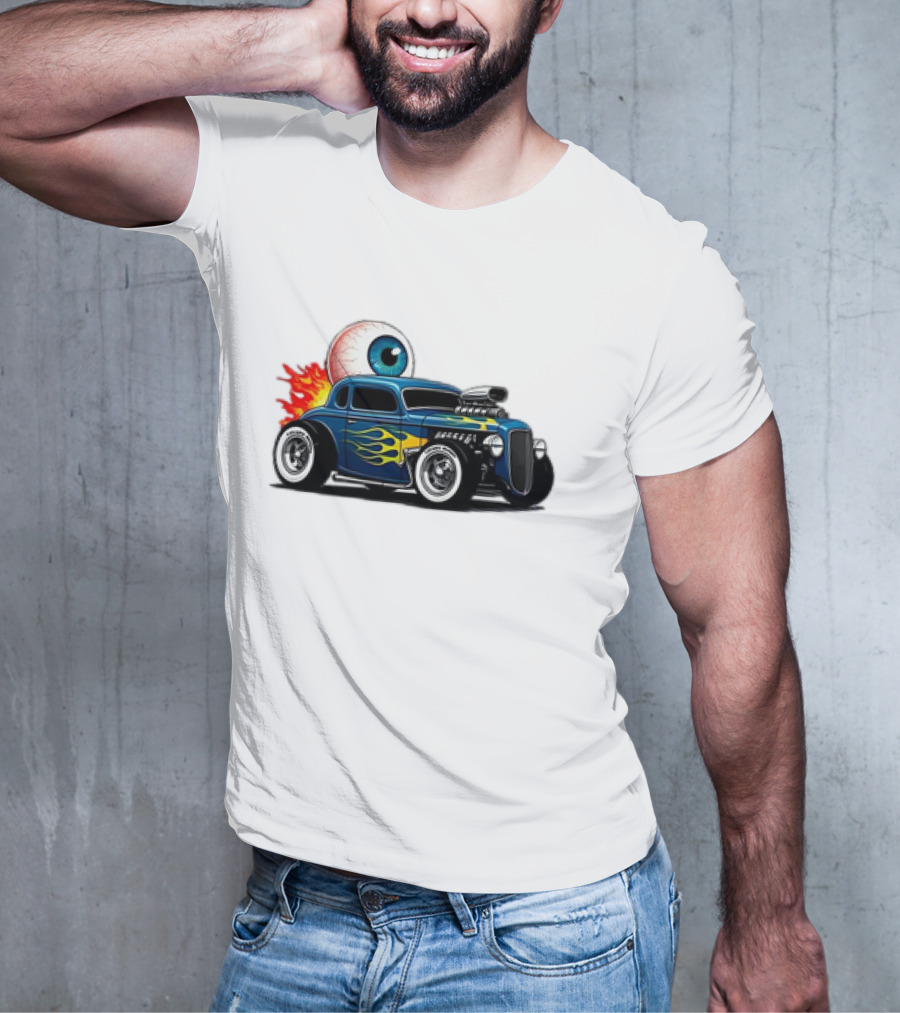 Le Hot Rod D’Eyeba11 Eye-Flame Car T-Shirt