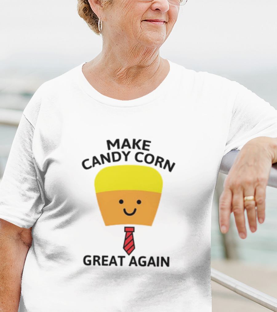 MAKE CANDY CORN GREAT AGAIN Candy Corn Face With Yellow Hair And Red Tie T-Shirt