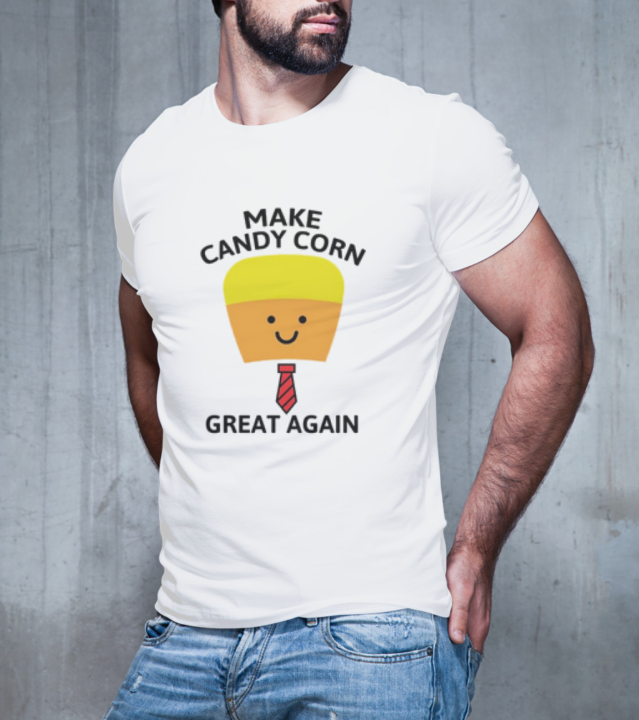 MAKE CANDY CORN GREAT AGAIN Candy Corn Face With Yellow Hair And Red Tie T-Shirt