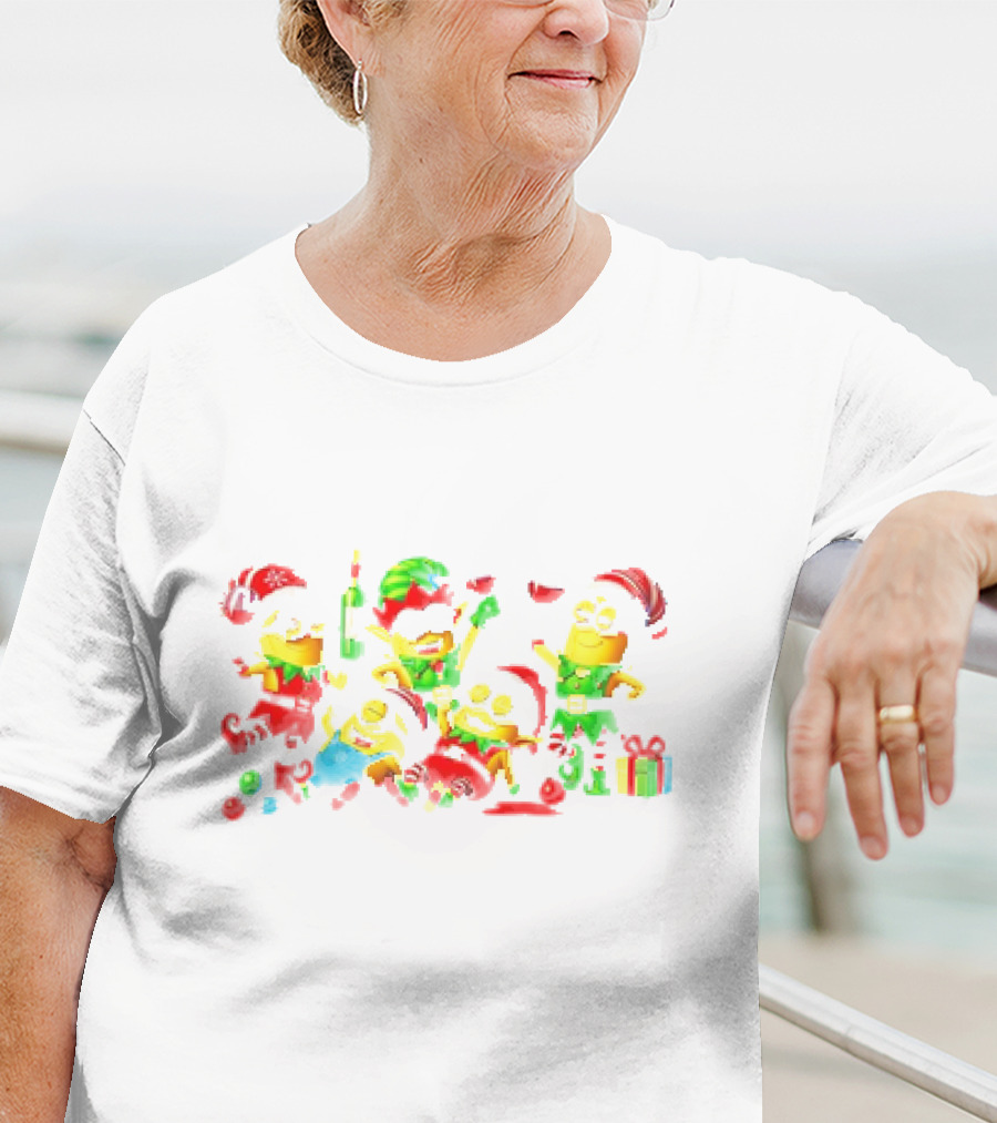 Minion Christmas Merry Celebration With Santa Hats And Wine T-Shirt