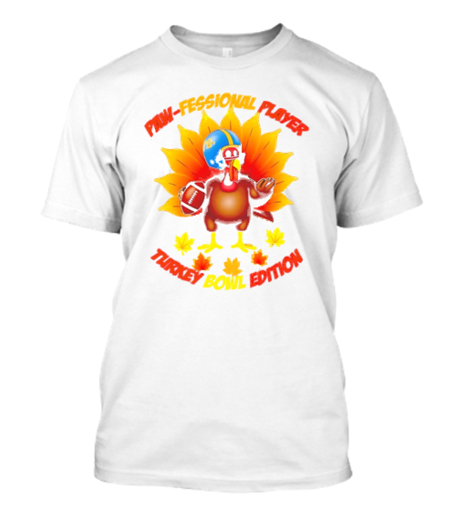 Paw-fessional Player Turkey Bowl Edition Football Helmet Maple Leaves T-Shirt