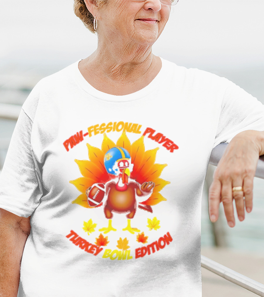 Paw-fessional Player Turkey Bowl Edition Football Helmet Maple Leaves T-Shirt