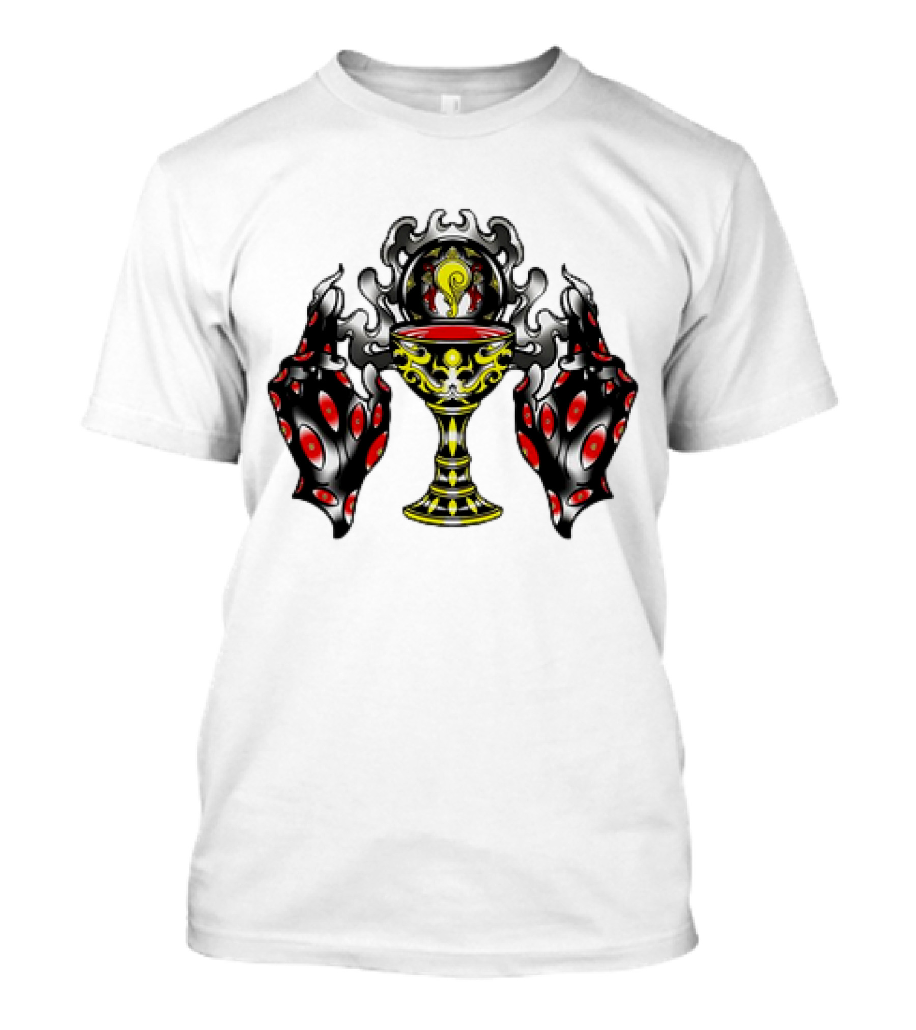 Chalice Hands Classic Red And Black Flame T-Shirt