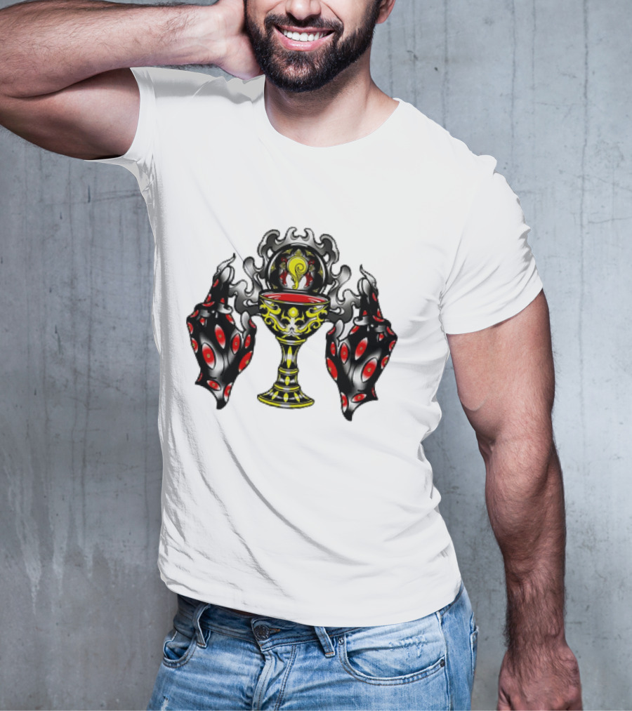 Chalice Hands Classic Red And Black Flame T-Shirt