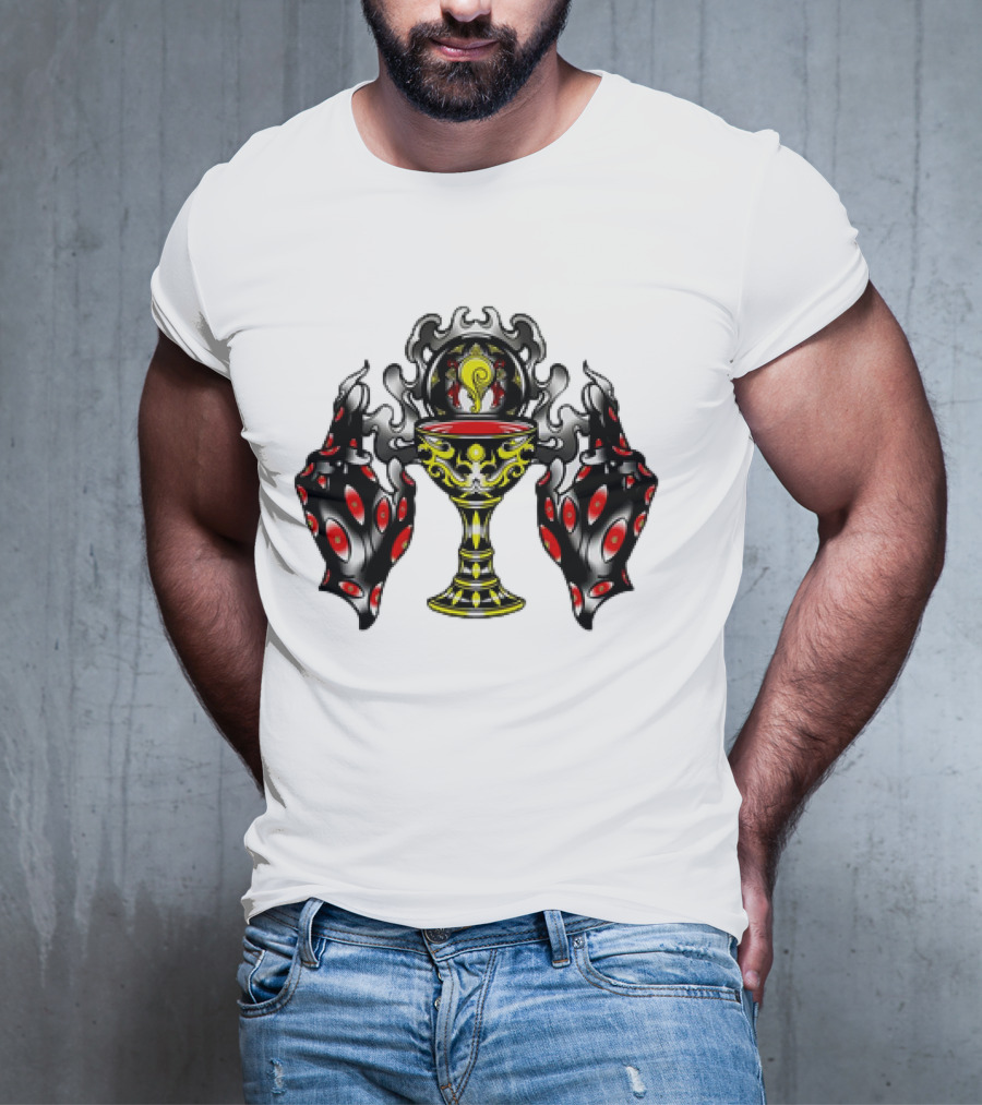Chalice Hands Classic Red And Black Flame T-Shirt