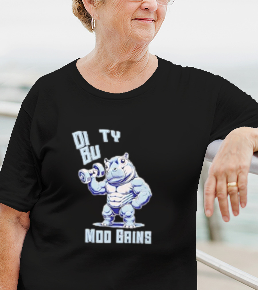 Dirty Bulk Hippo Lifting Moo Gains Gym T-Shirt