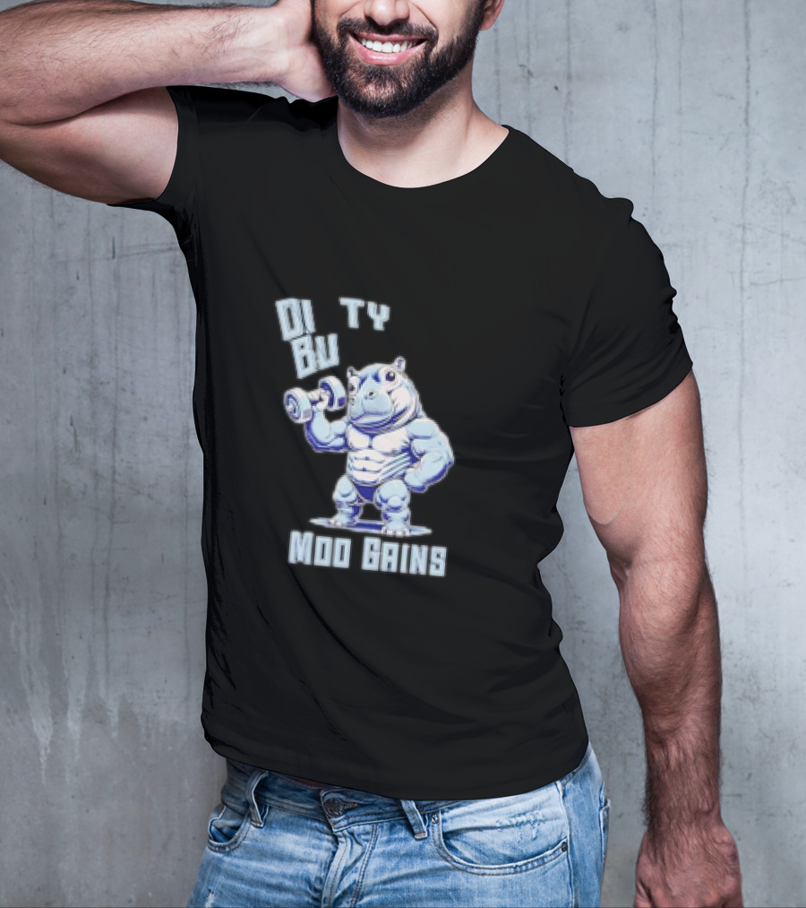 Dirty Bulk Hippo Lifting Moo Gains Gym T-Shirt