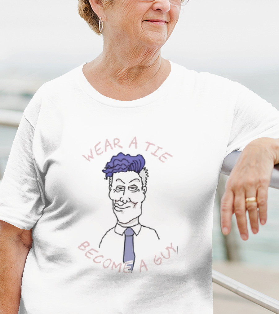 Wear A Tie Become A Guy Cartoon Character With Blue Hair And Necktie T-Shirt