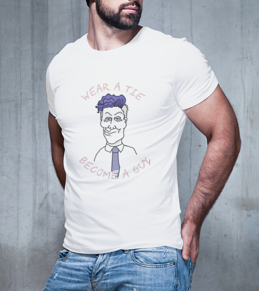 Wear A Tie Become A Guy Cartoon Character With Blue Hair And Necktie T-Shirt