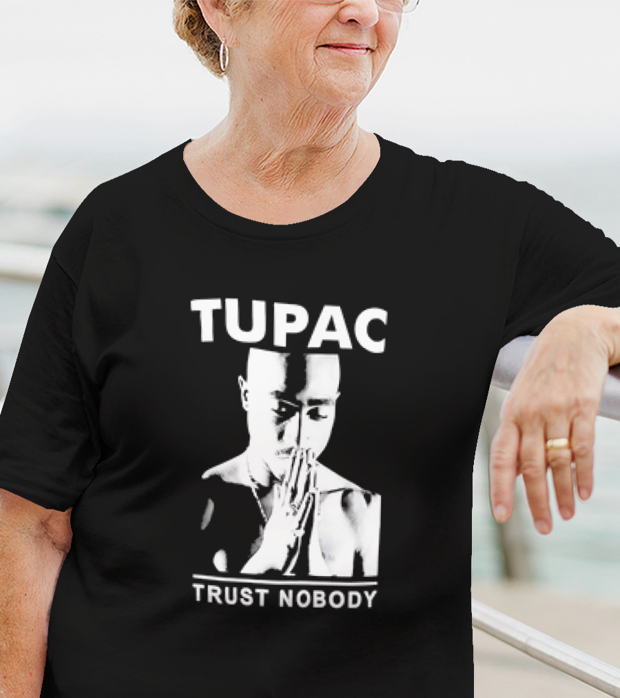 Tupac Trust Nobody Black And White Praying Hands T-Shirt