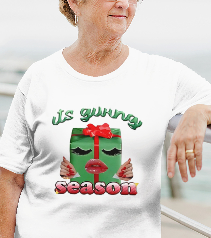Its Giving Season Christmas Present With Red Lips And Nails T-Shirt