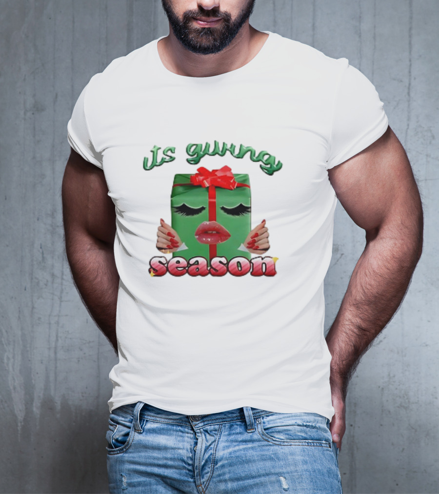 Its Giving Season Christmas Present With Red Lips And Nails T-Shirt