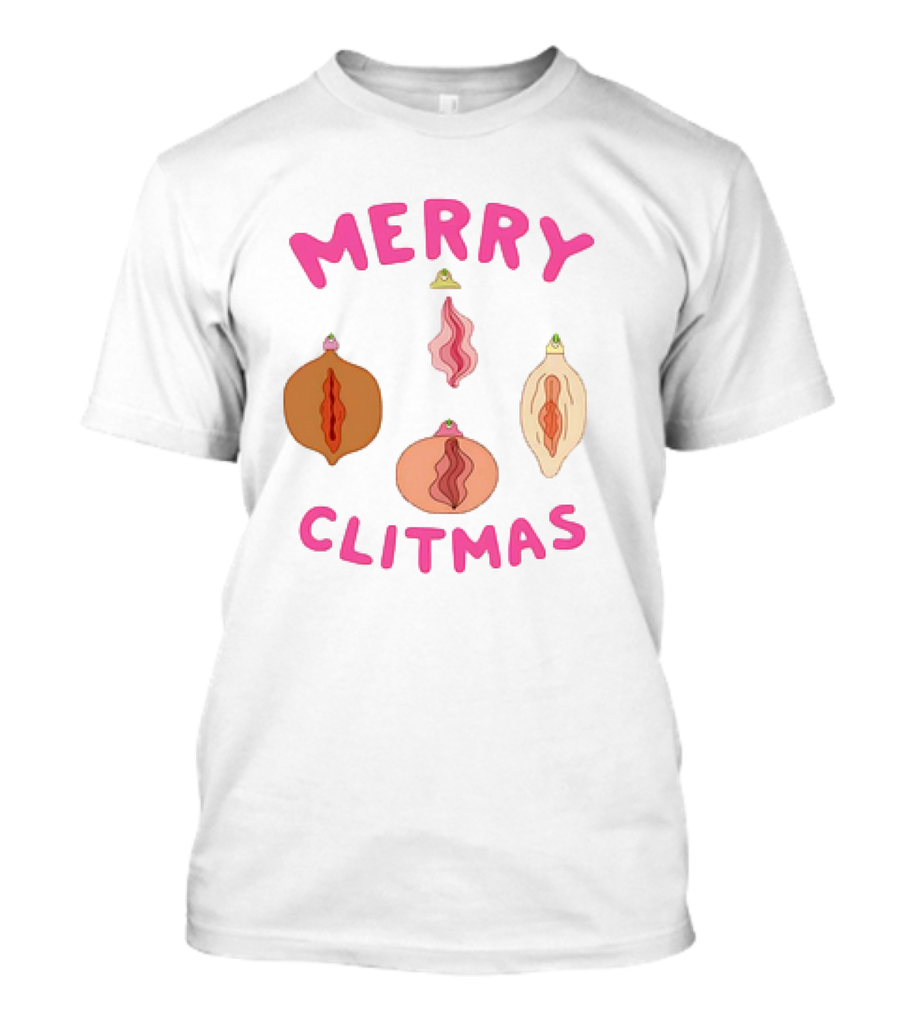 Merry Clitmas Christmas Vagina Ornaments With Santa Hat Decor T-Shirt