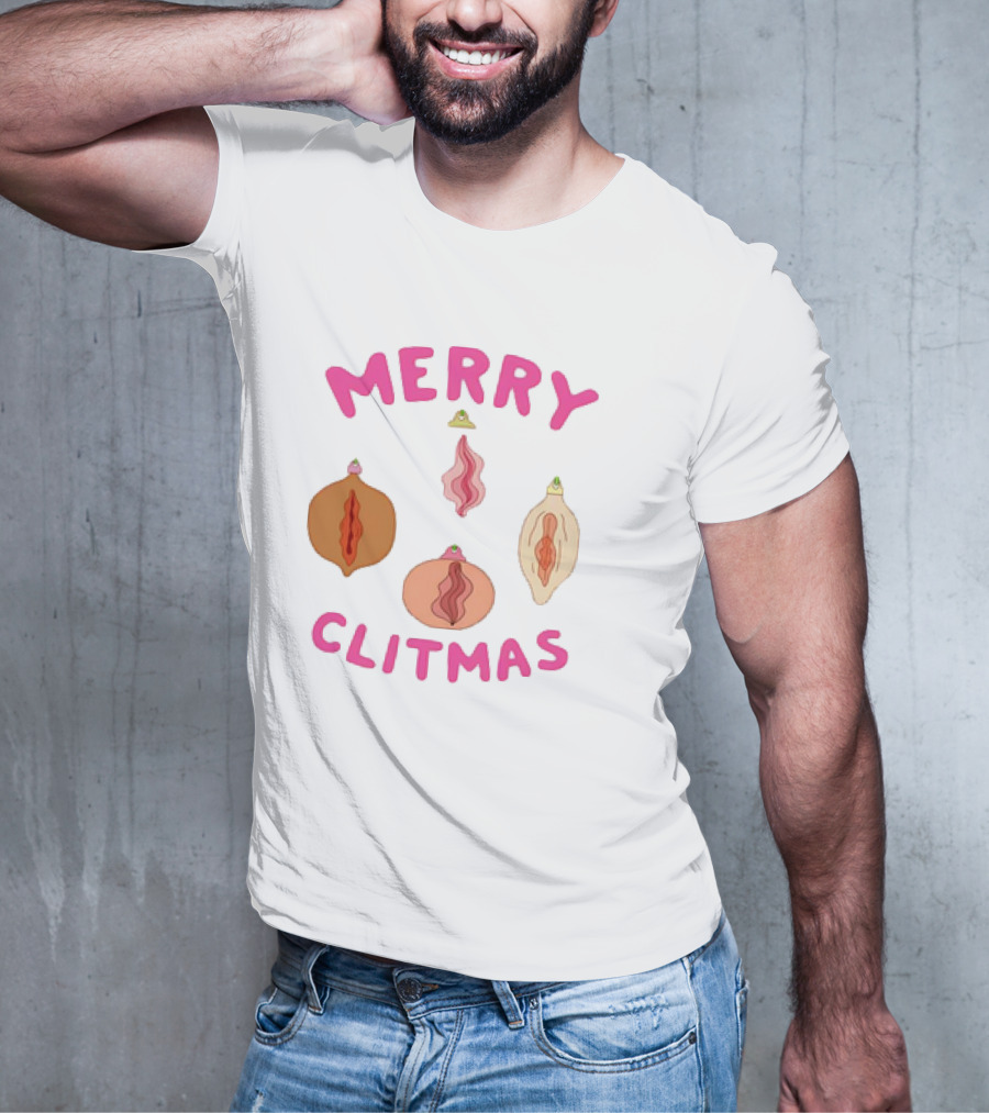 Merry Clitmas Christmas Vagina Ornaments With Santa Hat Decor T-Shirt