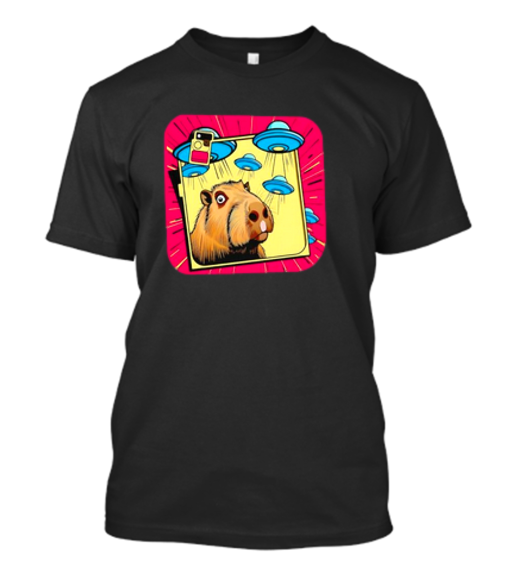 Capybara Selfie Ufos Cartoon Cute Weird T-Shirt