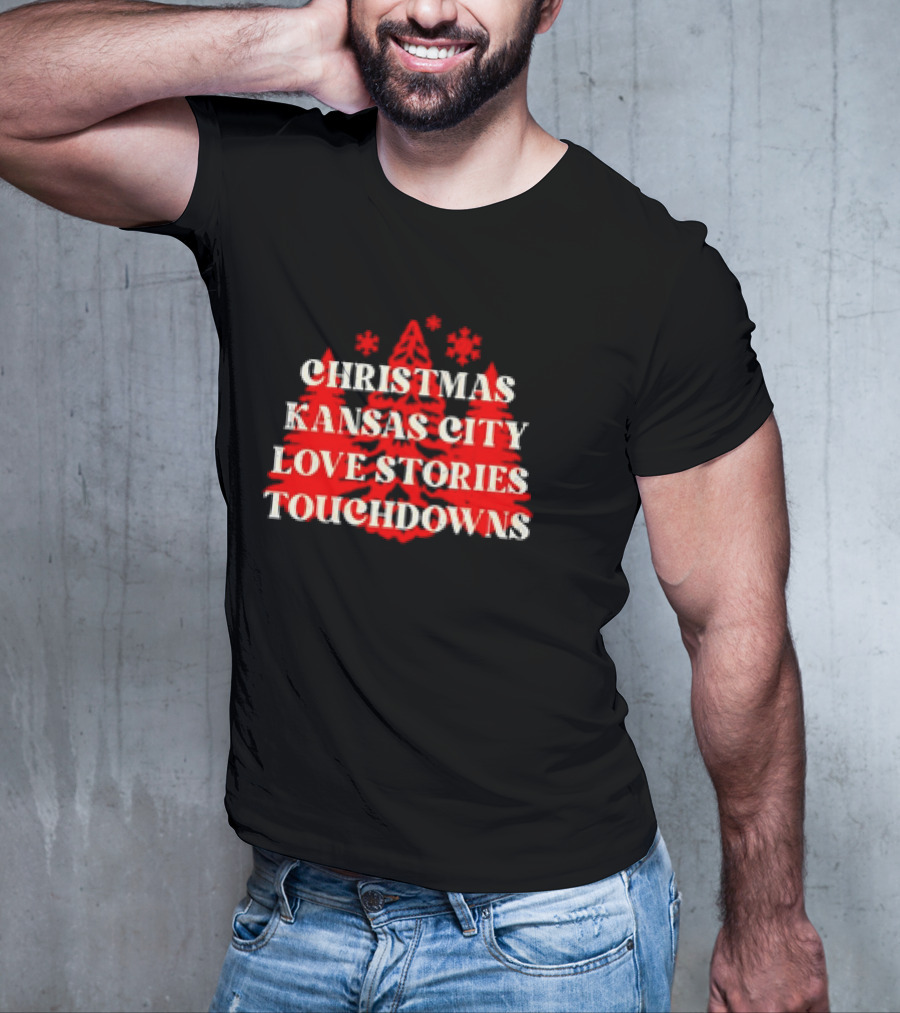 Christmas Kansas City Love Stories Touchdowns T-Shirt
