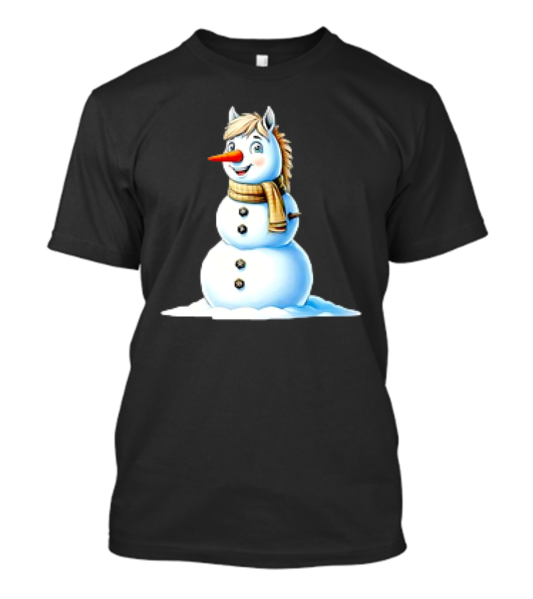 Horse Snowman Wearing Scarf Christmas T-Shirt