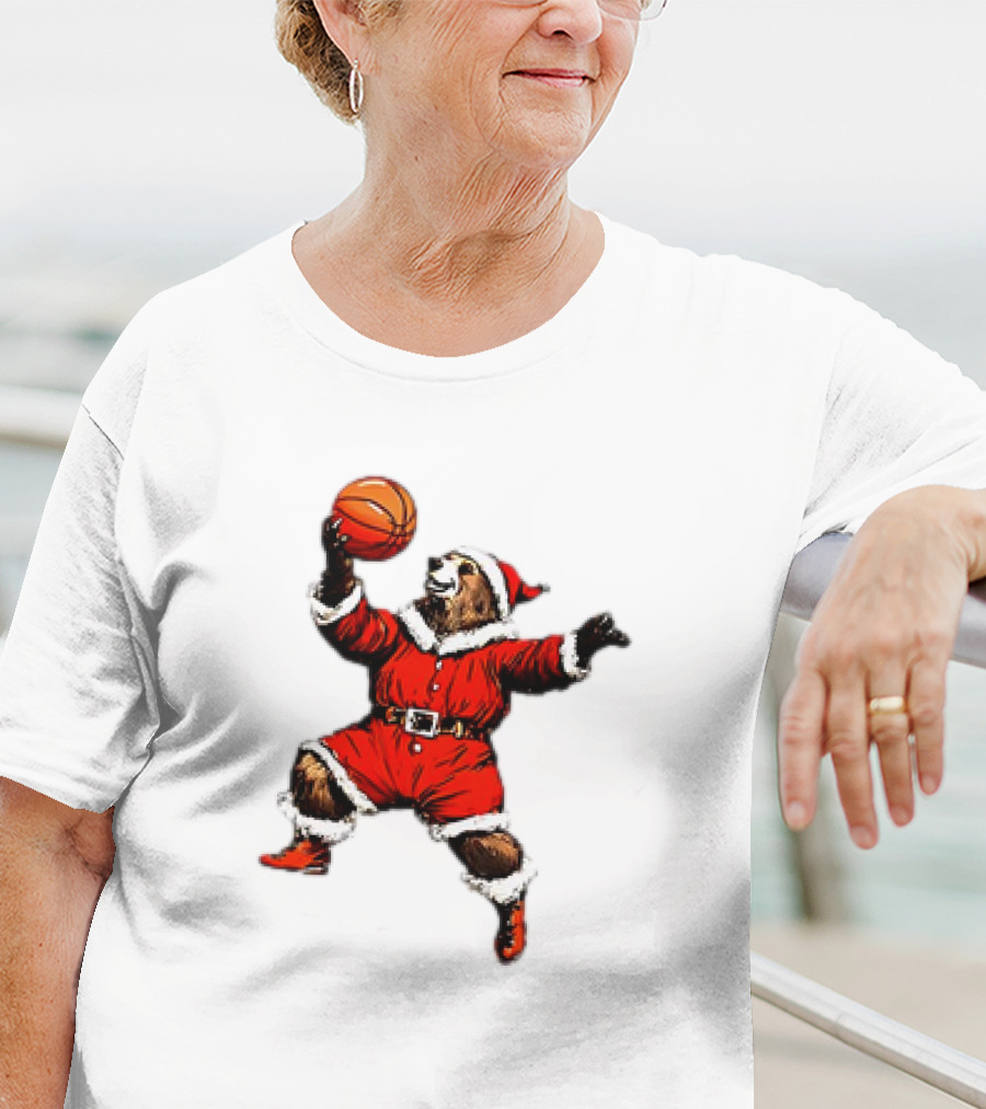 Santa Bear Basketball Holiday T-Shirt