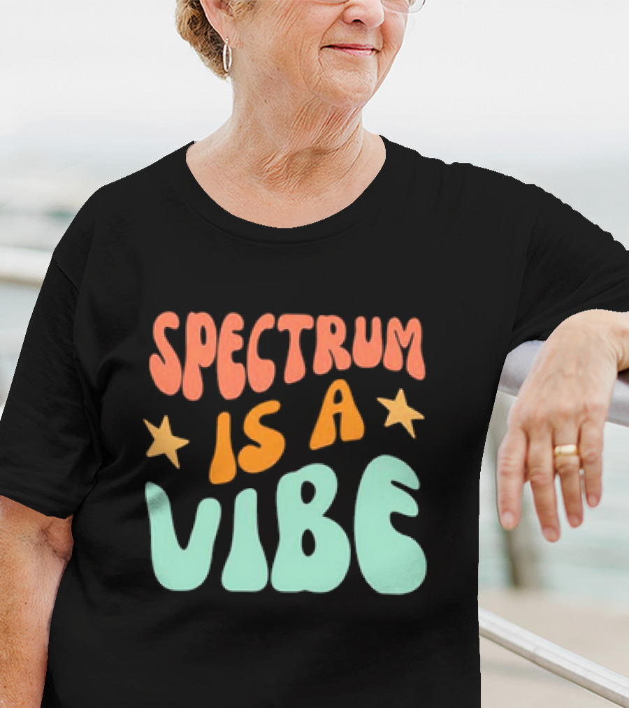 Spectrum Is A Vibe Stars Retro Groovy Text T-Shirt