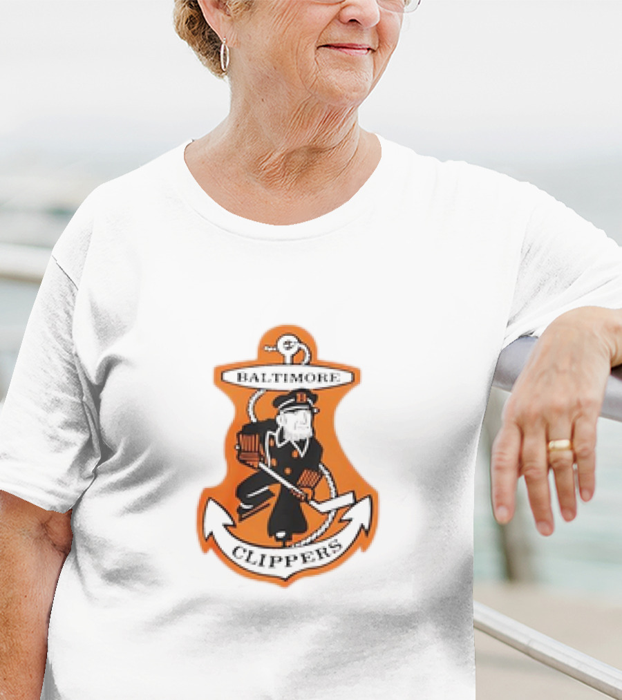 Baltimore Clippers 1962 Retro Style AHL Logo Orange Anchor T-Shirt