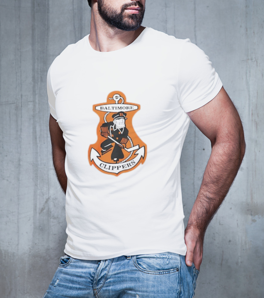 Baltimore Clippers 1962 Retro Style AHL Logo Orange Anchor T-Shirt