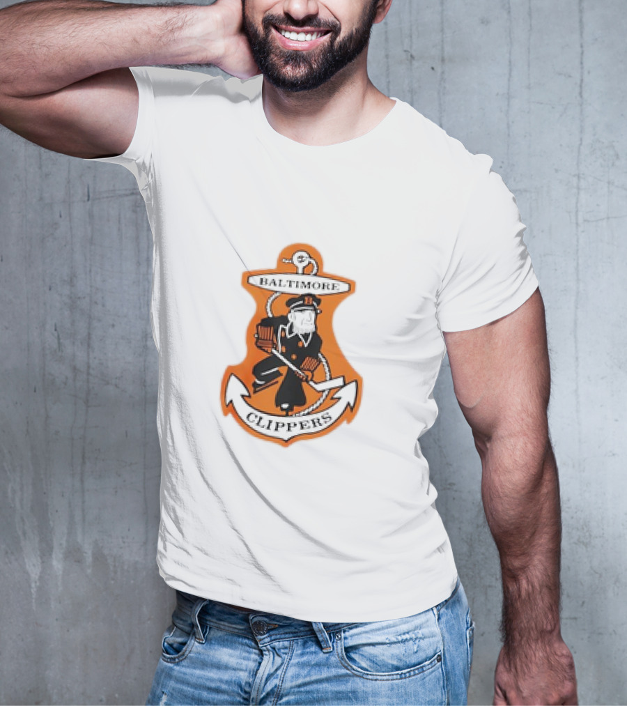 Baltimore Clippers 1962 Retro Style AHL Logo Orange Anchor T-Shirt