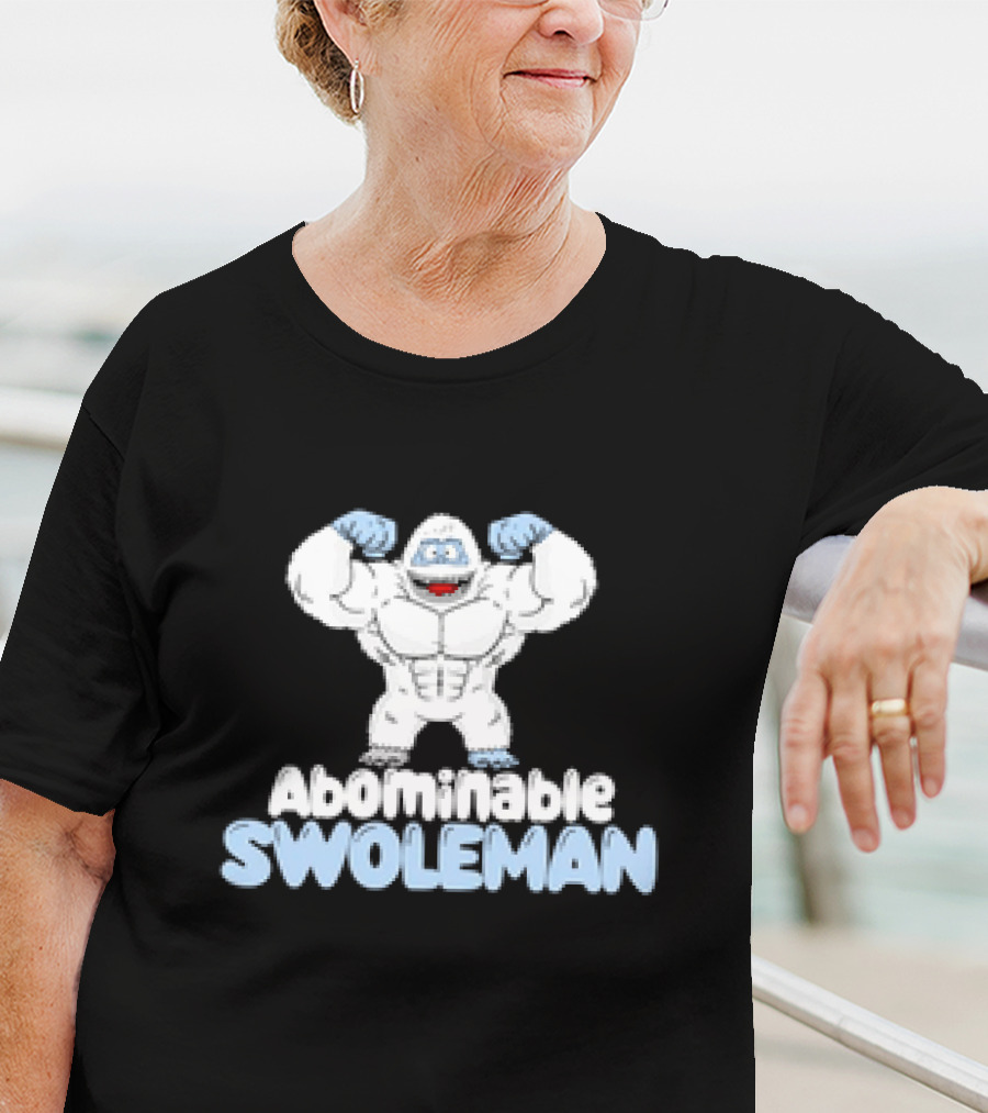 Abominable Swoleman Flexing Cartoon Yeti Meme T-Shirt