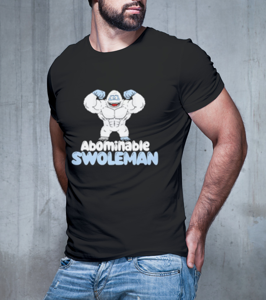 Abominable Swoleman Flexing Cartoon Yeti Meme T-Shirt
