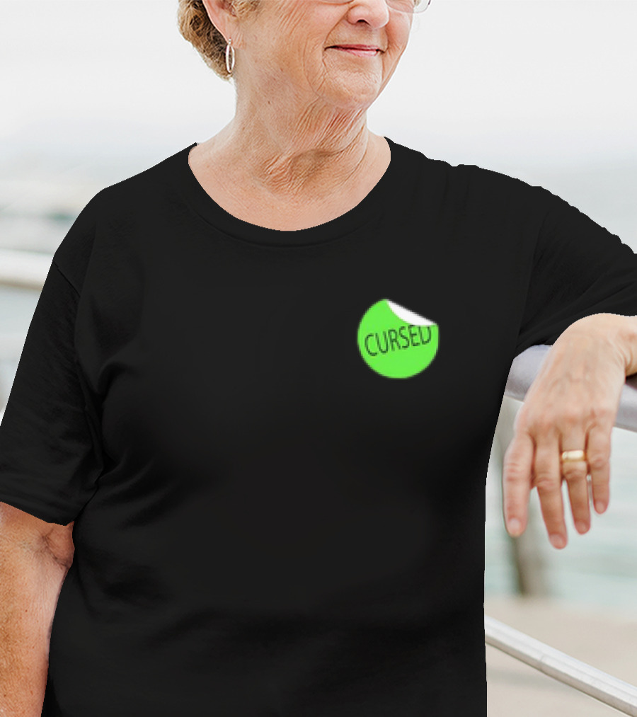 Danhausen Cursed Sticker Green Cursed Text T-Shirt