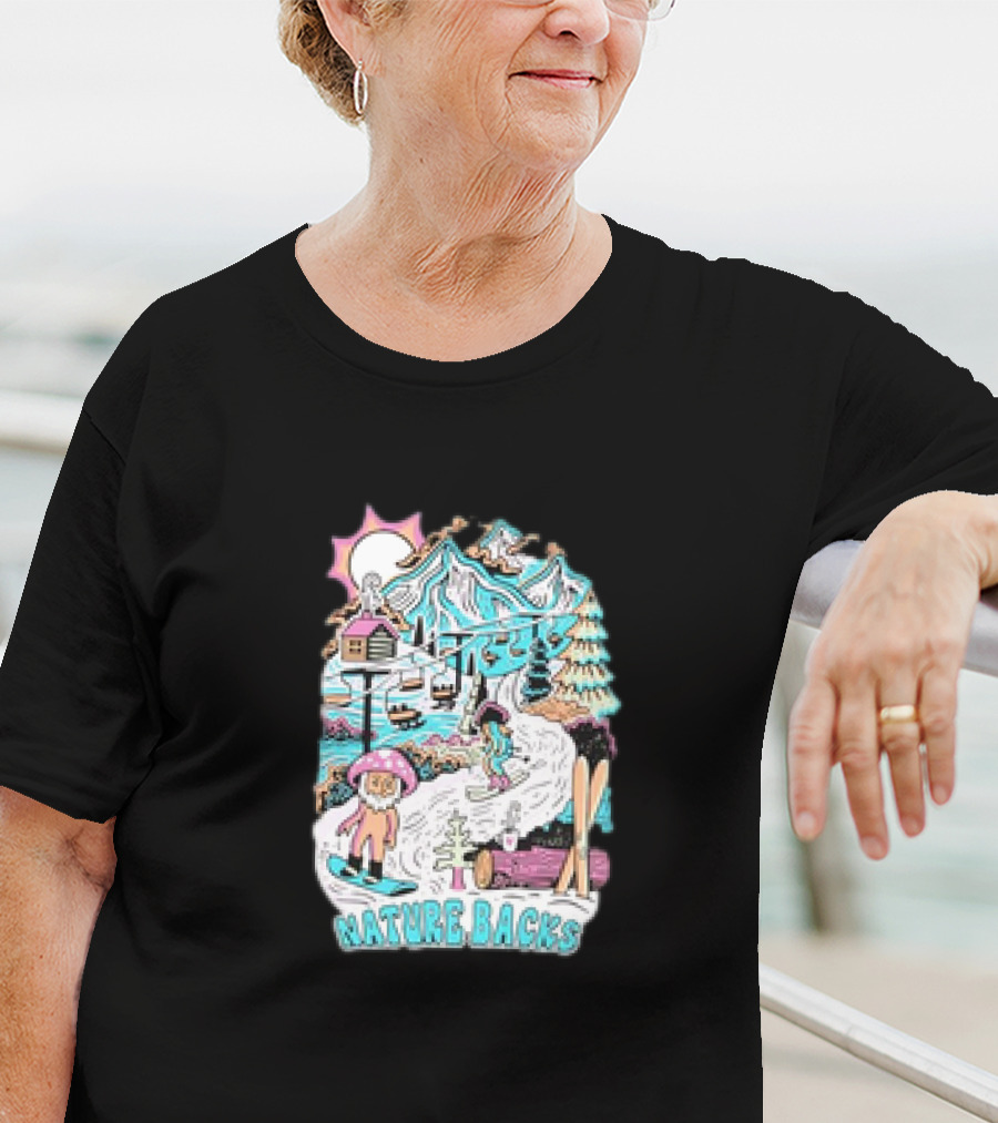 Nature Backs Mountain Cabin Adventure In Winter Wonderland T-Shirt