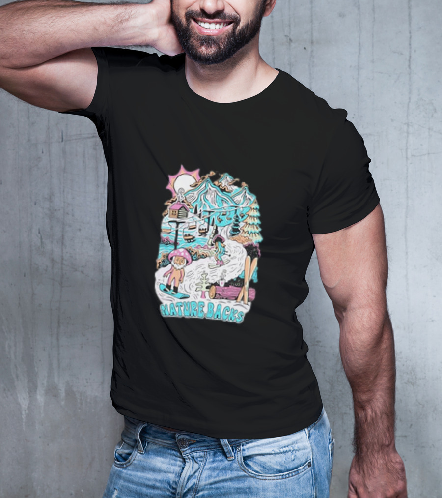 Nature Backs Mountain Cabin Adventure In Winter Wonderland T-Shirt