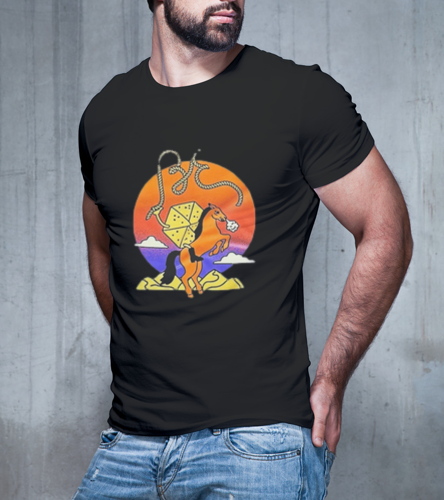 The BE-Hive Life Is Tight Kite And Horse Sunset Scene T-Shirt