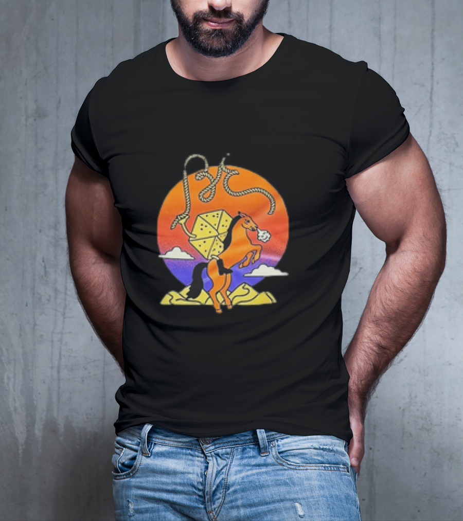 The BE-Hive Life Is Tight Kite And Horse Sunset Scene T-Shirt