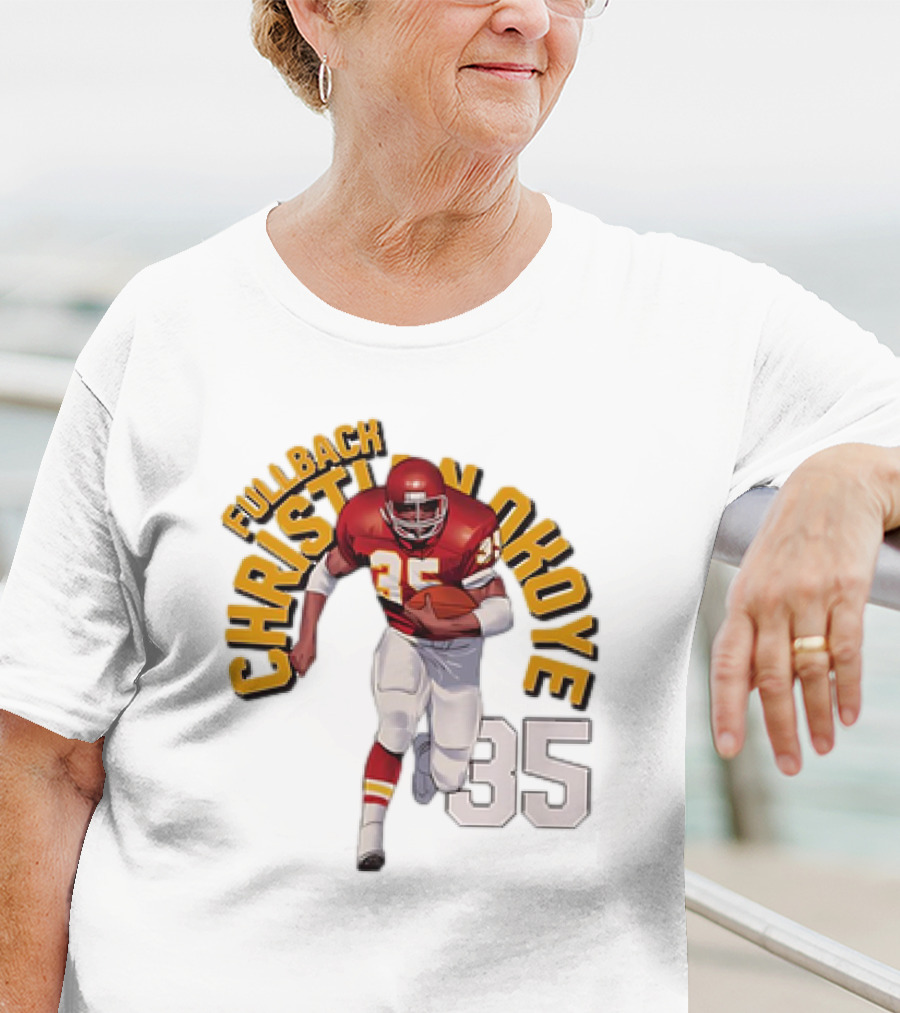 Christian Okoye Kansas City Chiefs Fullback 35 Vintage NFL Football Name ARC T-Shirt